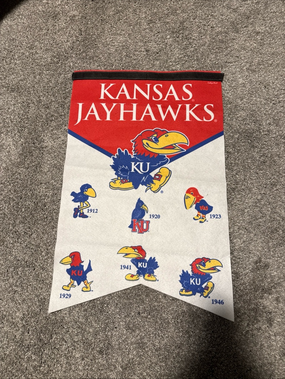 Red & White Decorative Banner - Official Team Design Kansas Jayhawks